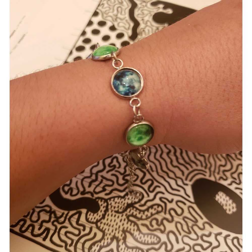 Moon Bracelet Glass Dome Chain NWT